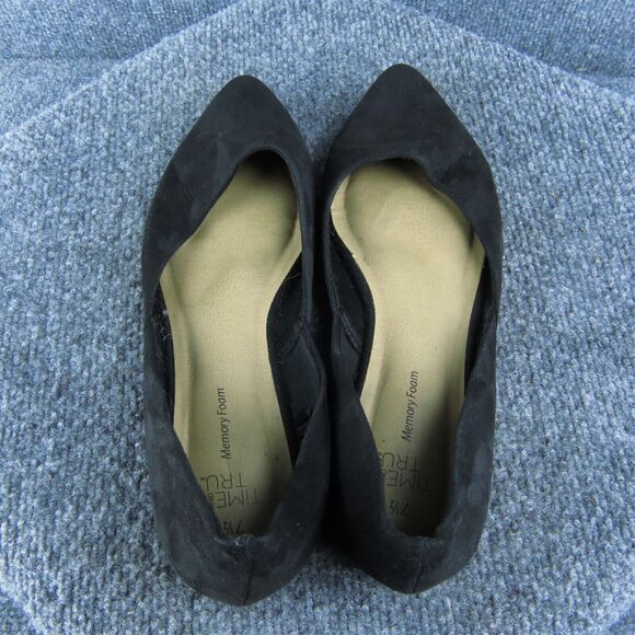 Time And Tru Women Flat Shoes Size 7.5 Medium Black Fabric Slip On - Picture 6 of 9
